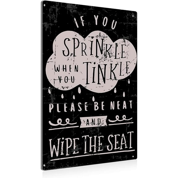 Funny Bathroom Metal Tin Sign with Sayings Wall Decor - Vintage Bathroom Quote Tin Sign for Toilet Restroom Washroom Home Decor Gifts