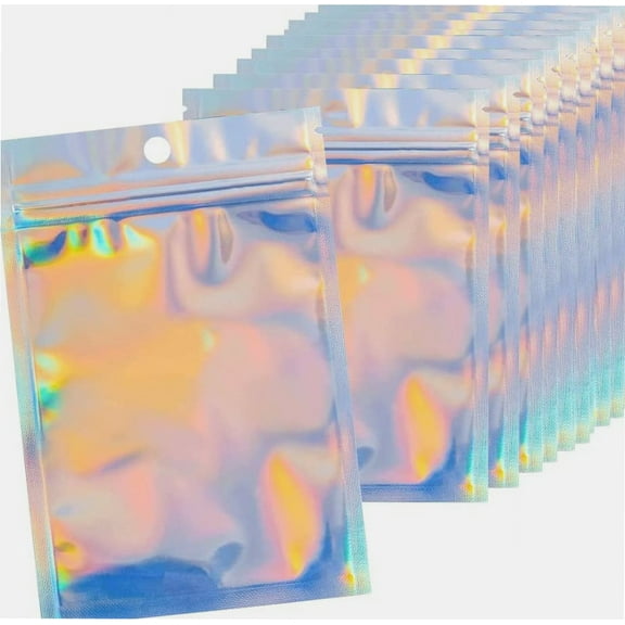 8x13cm 100 Grip Foil Ziplock Bags, Small Clear Plastic Bags, Resealable Storage Pouches, Poly Zip Lock Bags, Perfect for Kitchen Storage, Jewellery, Diamond Painting, Small Cookies and Sweets