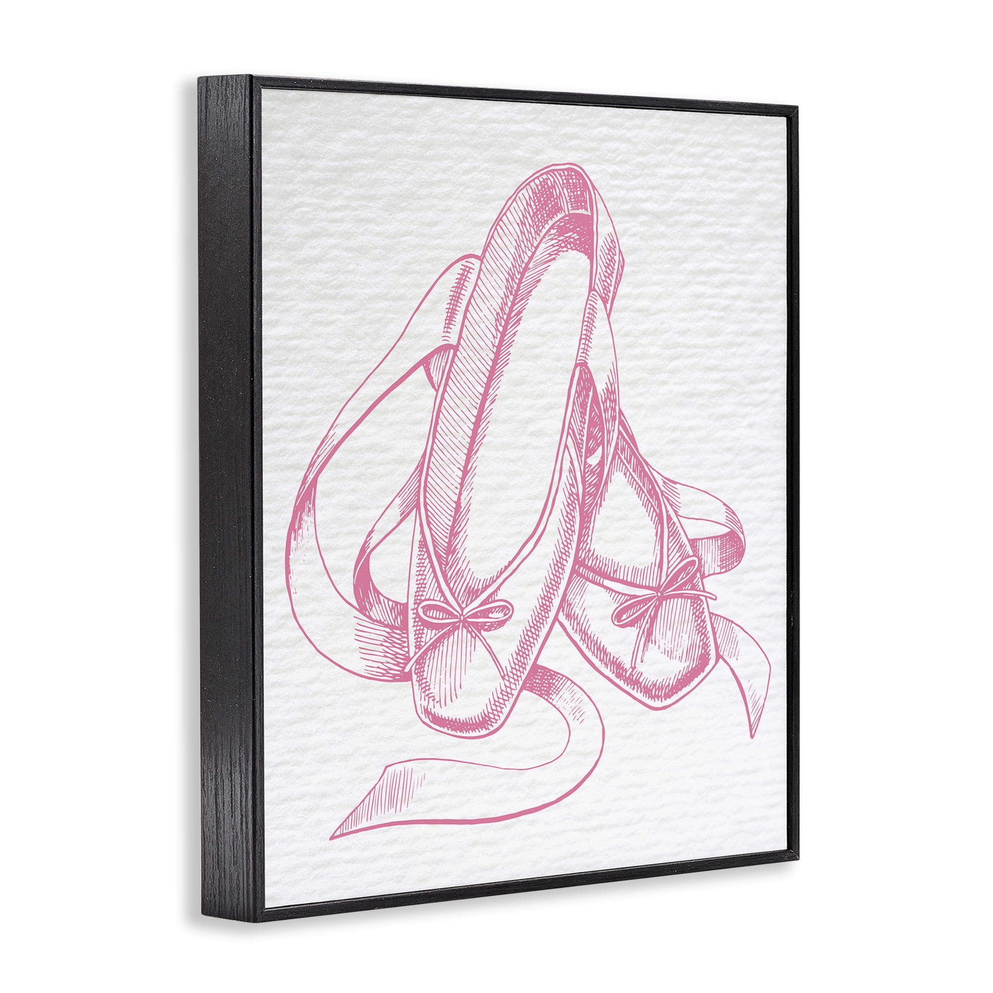 Stupell Industries Pink Ballet Slippers Sports Painting Black Framed Art Print Wall Art, 16 x 20