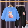 thumbnail image 3 of Toddler Tracksuit Girl 4T 2PCS Fall Loungewear Outfits Rabbit Cute Print Crewneck Sweatshirt Joggers Sweatpants 3-9T, Light Blue, 7 Years, 3 of 3
