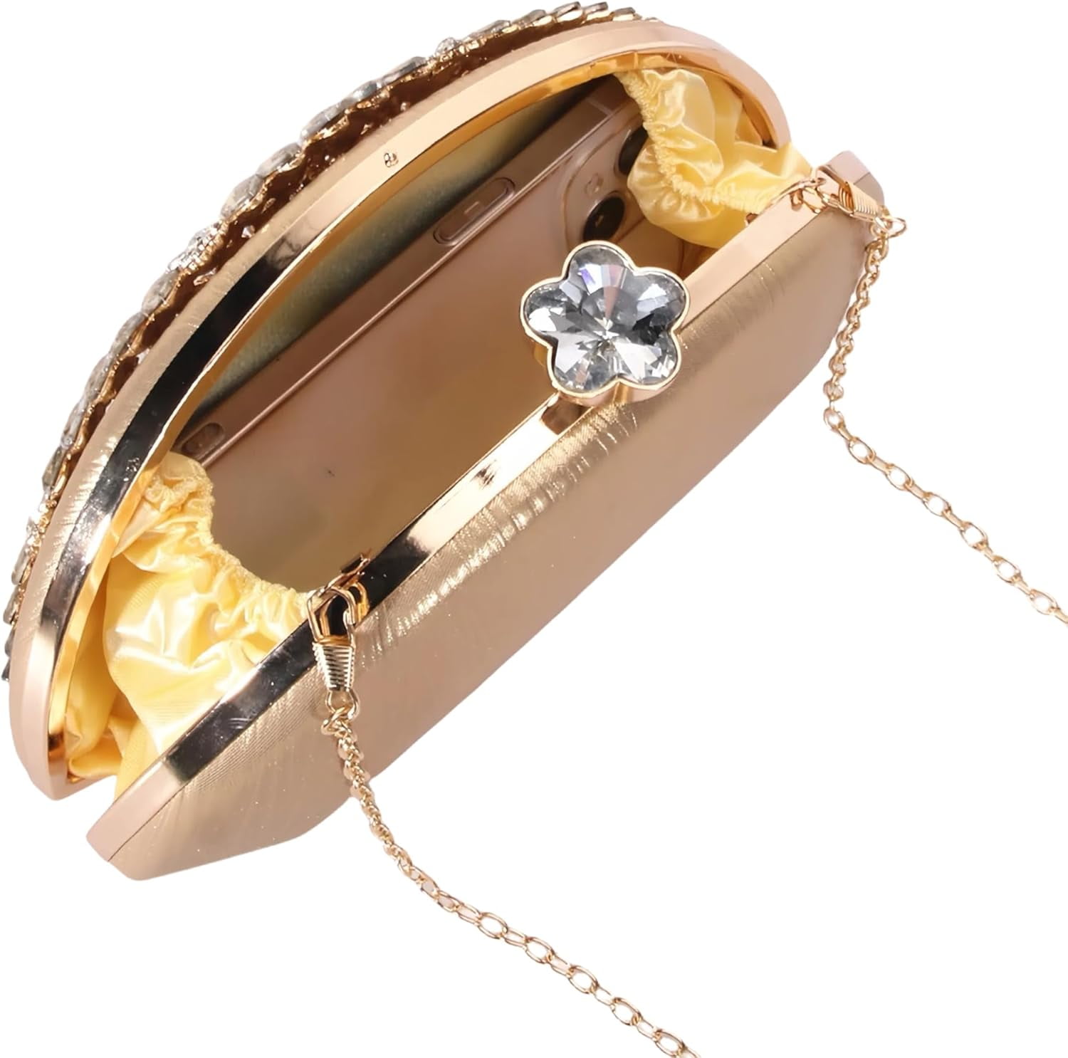 Rhinestone Clutch Evening Purses for Women Fan-shaped Crystal Diamond Wedding Handbag Crossbody Bag for dance Prom Party