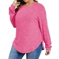 thumbnail image 4 of Fantaslook Womens Plus Size Tops Crewneck Long Sleeve Shirts Loose Tunic Tops Curved Hem Fall Pullover, 4 of 9
