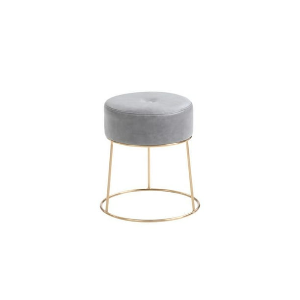 Hodedah Faux Leather Vanity Stool In Gray Walmart Com Walmart Com