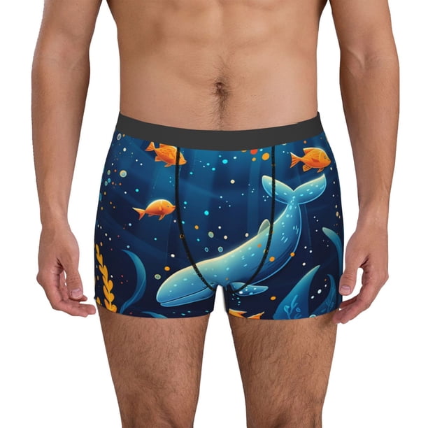 Balery Whimsical Underwater Fantasy Calzoncillos bóxer para hombre, ropa interior de algodón suave y transpirable con cinturilla de nailon-XX-Large