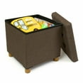 Humble Crew Collapsible Cube Storage Ottoman Foot Stool with Tray