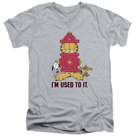 Garfield Im Used To It S/S Adult V-Neck T-Shirt Athletic Heather