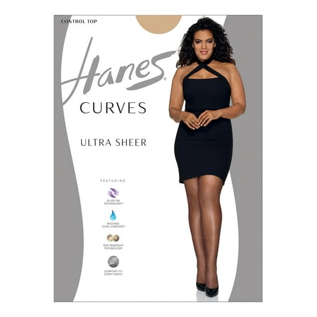 

Hanes Curves Ultra Sheer Control Top Legwear Nude 3X/4X Women s