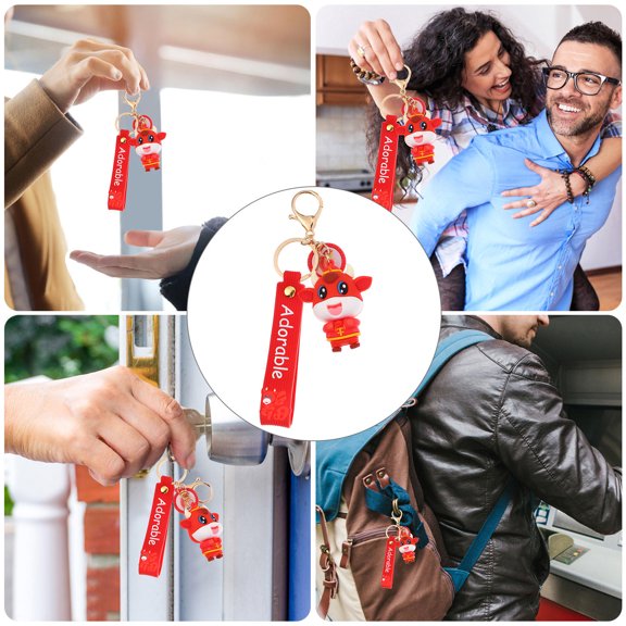 ETEREAUTY 1Pc Red Hanging Key Chain Accessory for Bags Wallets Backpacks Unique Style