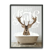 Stupell Industries Vintage Bathroom Deer Animals & Insects Painting Black Framed Art Print Wall Art, 24 x 30