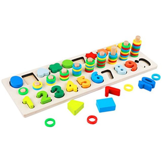 Children Learn To Count Numbers Digital Shape Wooden Materials Math Toy H