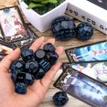 thumbnail image 3 of GFDYREE 15 Pcs Complete Polyhedral Dice Set D3-D100 Game Dice with a Leather Drawstring Storage Bag for Role Playing Table Games(Black & Blue), 3 of 7
