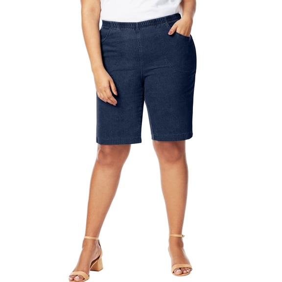 JustMySize Womens 4-Pocket Bermuda Shorts 5X Indigo