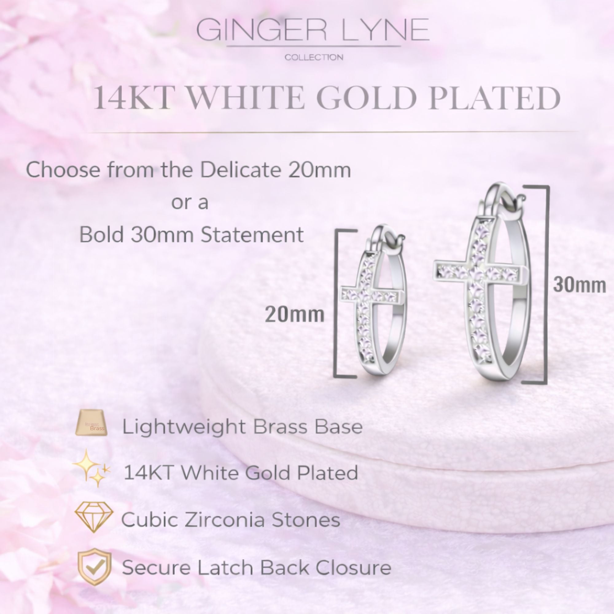 Cross Hoop Earrings for Women Cubic Zirconia Ginger Lyne Collection