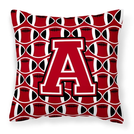 Letter A Football Red  Black and White Fabric Decorative Pillow