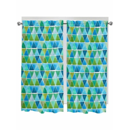 Watercolor Geometric Kitchen Curtains 72 Inch Length Modern Abstract Minimalist Art Blue Rod Pocket Light Filtering Window Curtains Living Room Bedroom Curtain Drapes Cafe Curtain 52 x72 x2