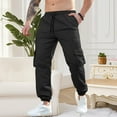 thumbnail image 4 of MELDVDIB Mens Cargo Pants Baggy Drawstring Elastic Waist Joggers Solid Color Stretch Outdoor Pants with Pockets Black M, 4 of 9