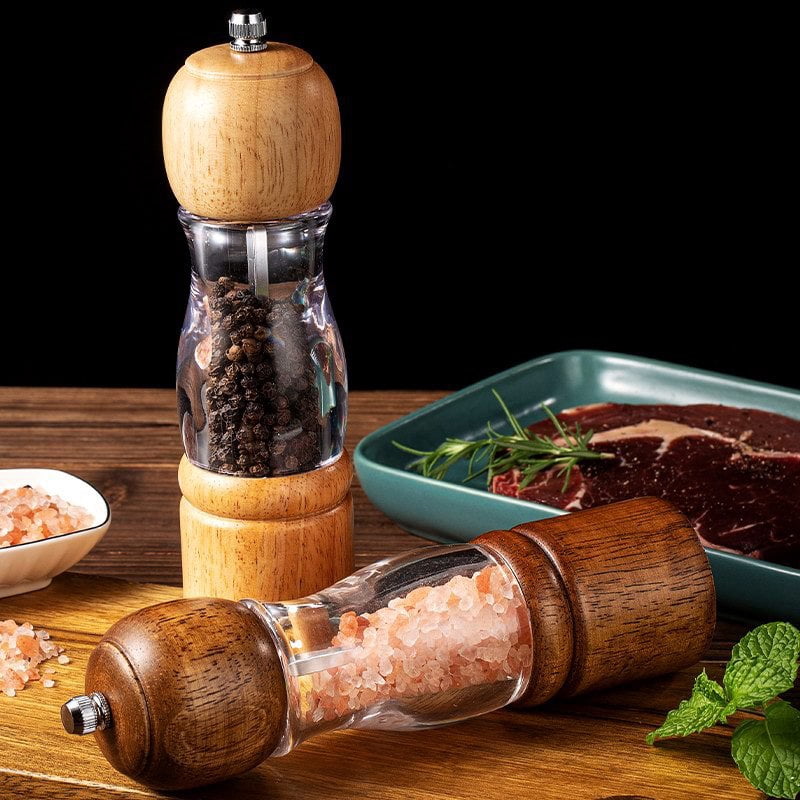 Wood Salt And Pepper Mill Manual Pepper Grinder Adjustable Ceramic Rotor Seasoning Spice Grinders Kitchen Cooking Tools