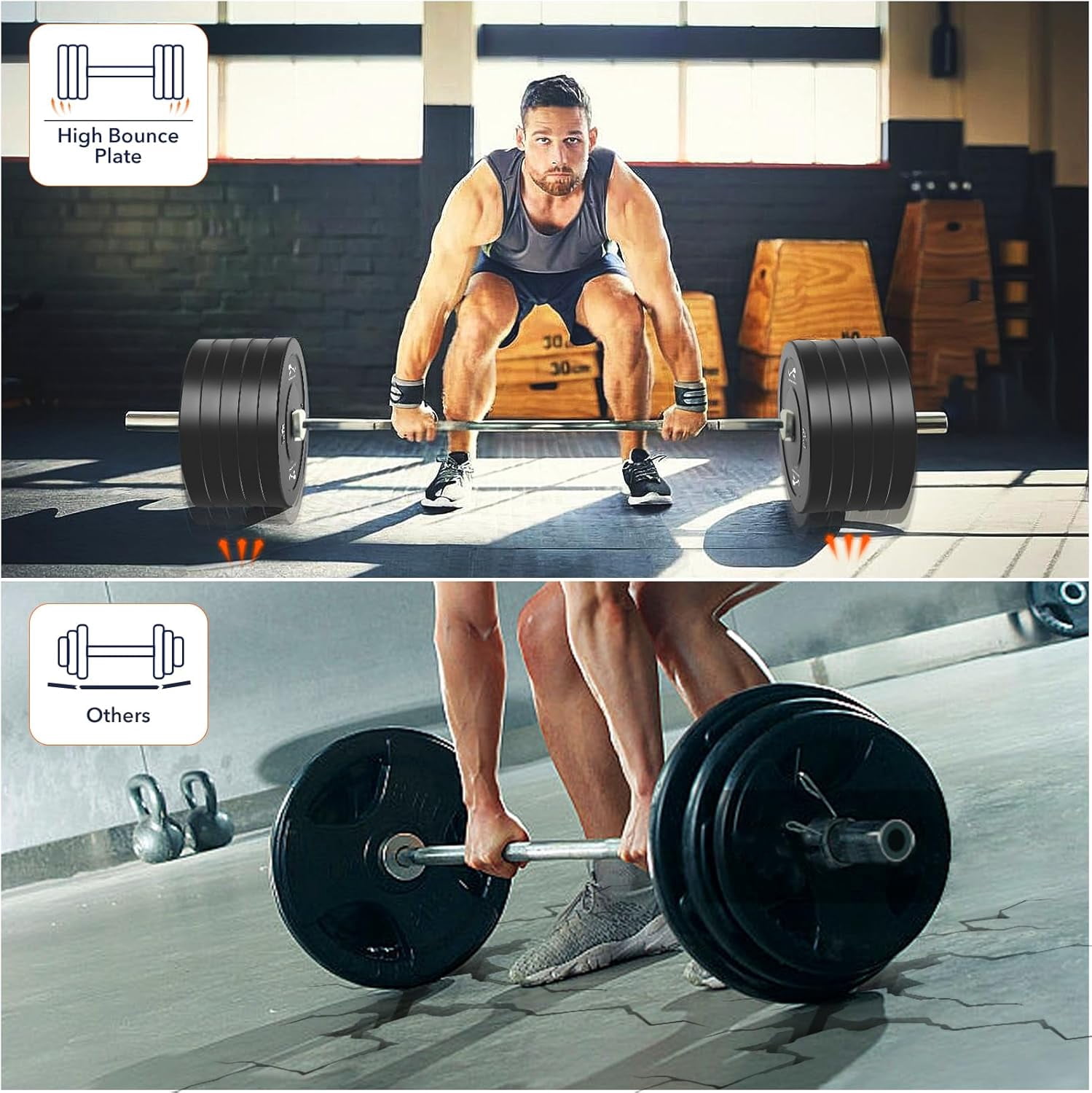 Olym-Pic Bumper Plates Set, 2-Inch Universal Fit Rubber Weight Plates with Steel Insert for Home Gym & Strength Training