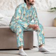 thumbnail image 5 of Mens Pajamas Set, White Geese and Flower Button Down Long Sleeve Loungewear Sleepwear Pjs sets for Men, 5 of 5