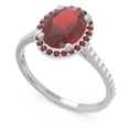 thumbnail image 2 of 2.15 Carat Fine Oval Cut Garnet Gemstone & Real Diamond Engagement Ring for Women Solid 18K White Gold Size 7 by Diamond-Capitals, 2 of 7