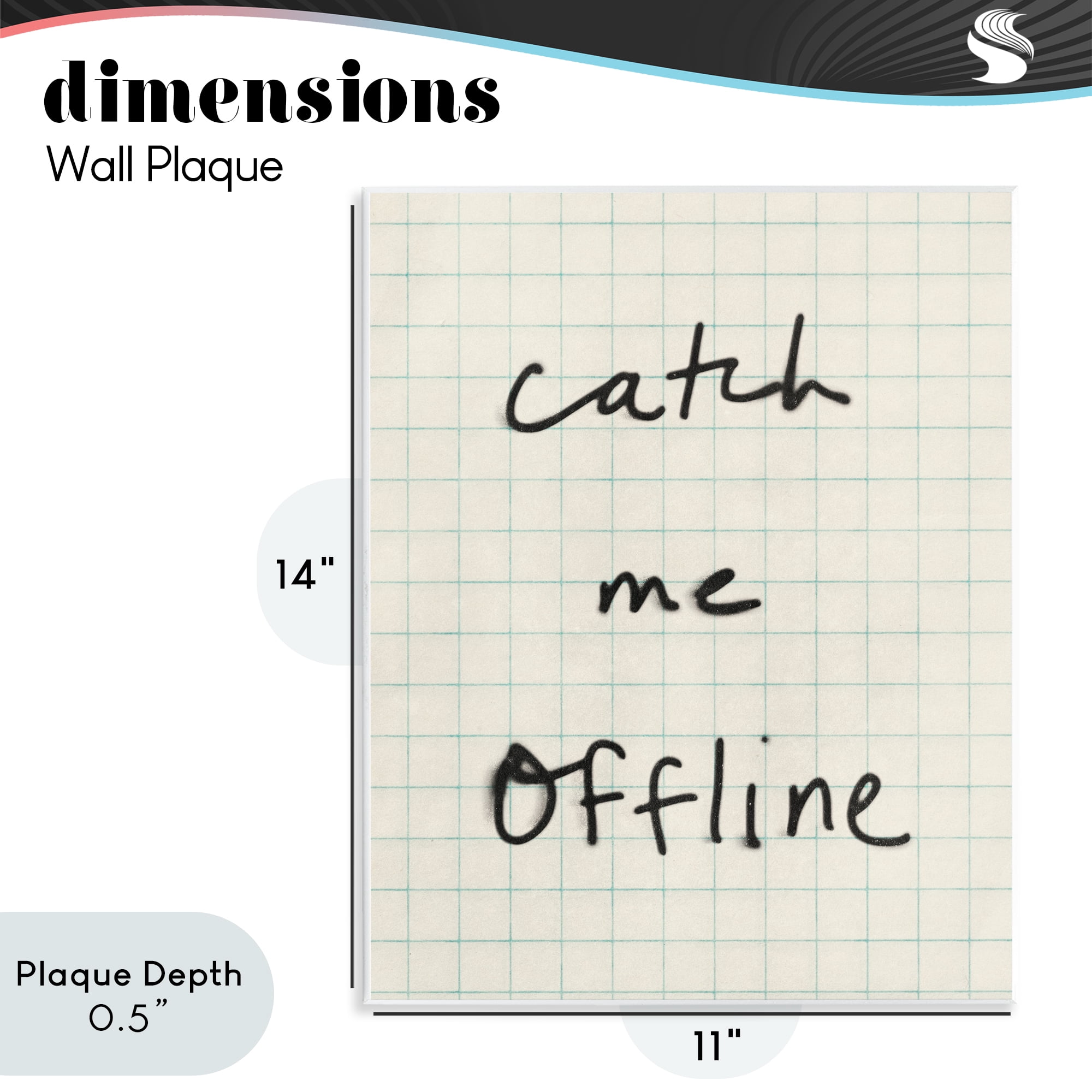 Stupell Industries Catch Me Offline Scrawl Wall Plaque Art, design by Victoria Barnes
