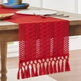 thumbnail image 3 of OIUR Boho Knitted Table Runner Handmade Rustic Table Runner with Tassels Cotton Linen Farmhouse Table Runner for Dining Table Sideboard Dresser Decor, 3 of 7