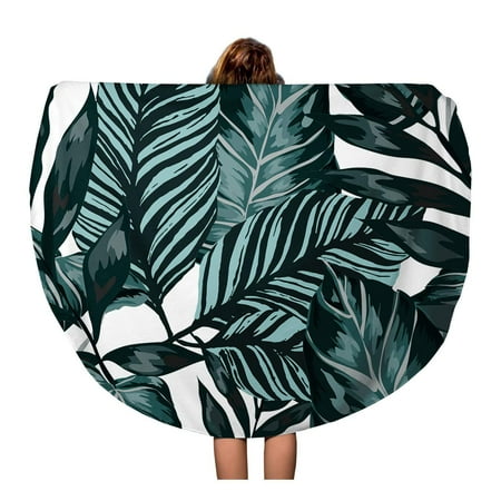 - SIDONKU 60 inch Round Beach Towel Blanket Watercolor Tropical Leaves Palms Monstera Passion Fruit Beautiful Allover Travel Circle Circular Towels Mat Tapestry Beach Throw