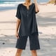 thumbnail image 2 of Conjunto de 2 piezas para mujer: blusa de pierna ancha y pantalones elásticos, cuello en V, ropa informal para el día a día, para todas las estaciones, tallas S/XXXXXL, 2 of 6