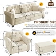 thumbnail image 2 of 2 Pieces Velvet Chesterfield Sofa Sets, Modern Modular Sectional Couch with Ottoman, Comfy Living Room Sofas, L Shaped Couches, Chaise Lounge and 3-Seat, 4 Pillows for Apartment, Beige, 2 of 10
