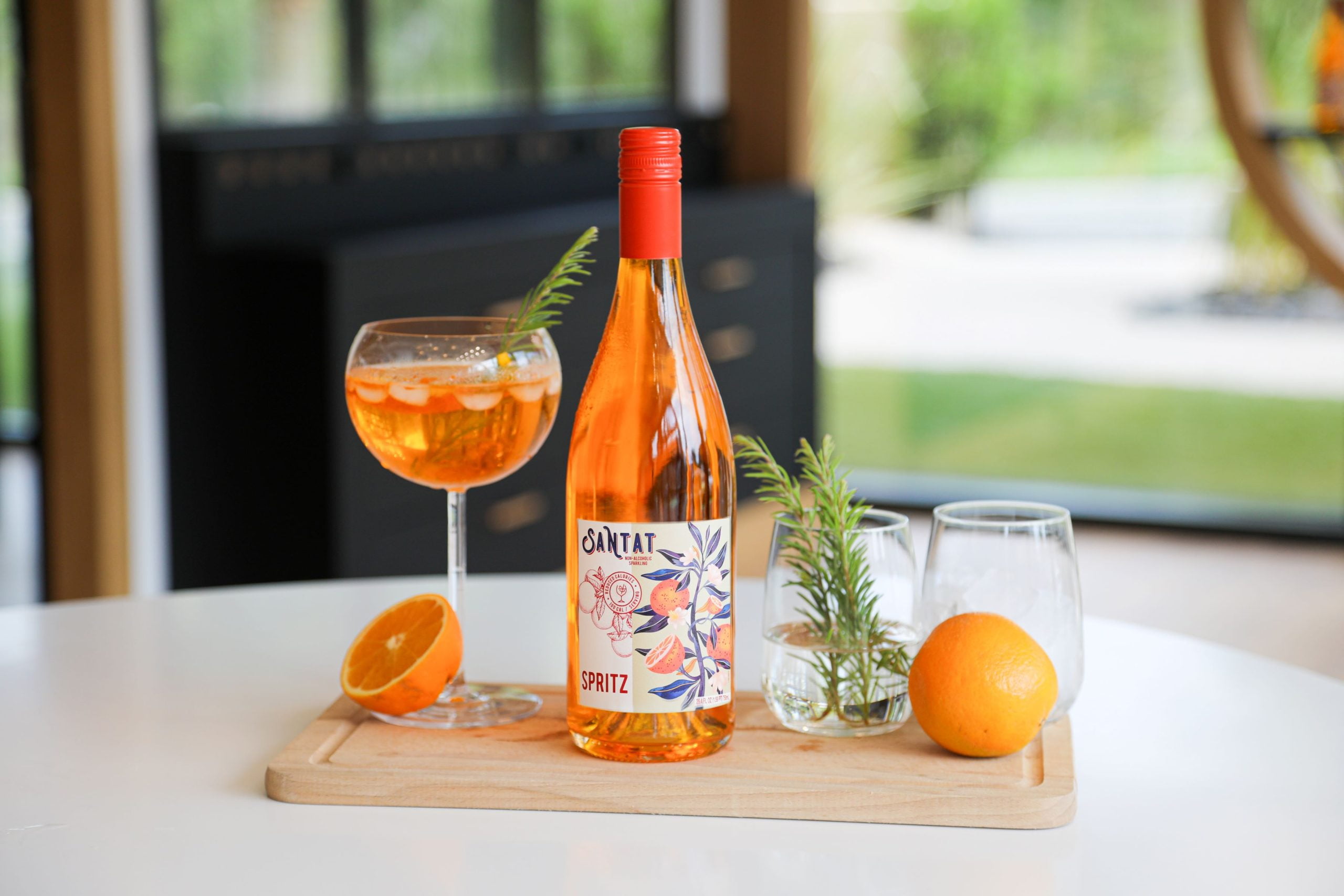 Santat Spritz | Sparkling Orange Bitter Apéritif Inspired by The Mediterranean | 0% ABV Non-Alcoholic Ready to Drink | 750ml | Imported from France (Pack of 6, 152.4, Fl Oz)