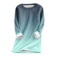 thumbnail image 4 of Gyujnb Women's Gradient Print Crew Neck Thermal Top, Lined Long Sleeve Casual Warm Layering Shirt for Fall Winter,#2 Navy, 4 of 4