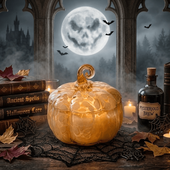 Xdegoge Halloween Pumpkin Shaped Candles 3 Wick Confetti Glass Jar Candle for Thanksgiving Fall Decoration Home Table Centerpiece Holiday Gift