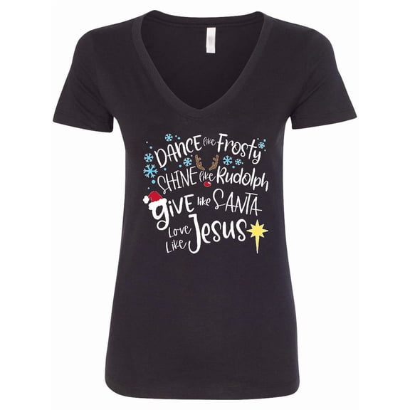Inktastic Dance Like Frosty, Shine Like Rudolph, Give Like Santa Women's V-Neck T-Shirt