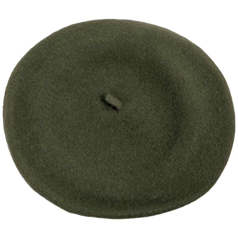 Olive Green Wool Beret One Size Wool Fashion Beret - ONE SIZE FITS MOST - Olive Green  main image 4
