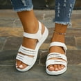 thumbnail image 2 of CAICJ98 Wedge Sandals for Women Topic Open Toe Buckle Ankle Strap Espadrilles Flatform Wedge Casual Sandal,White, 2 of 5