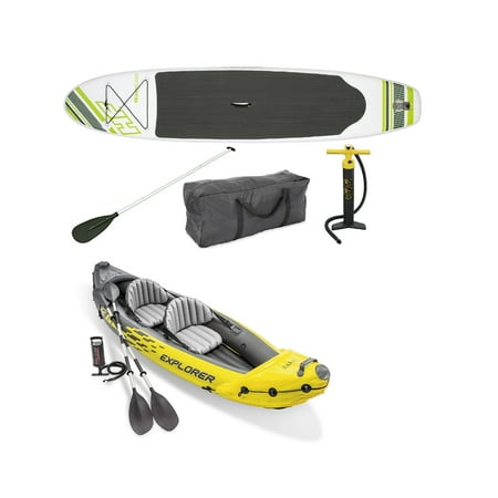Bestway Inflatable Hydro Force Paddle Board with Intex 2 Person Kayak and Air Pump