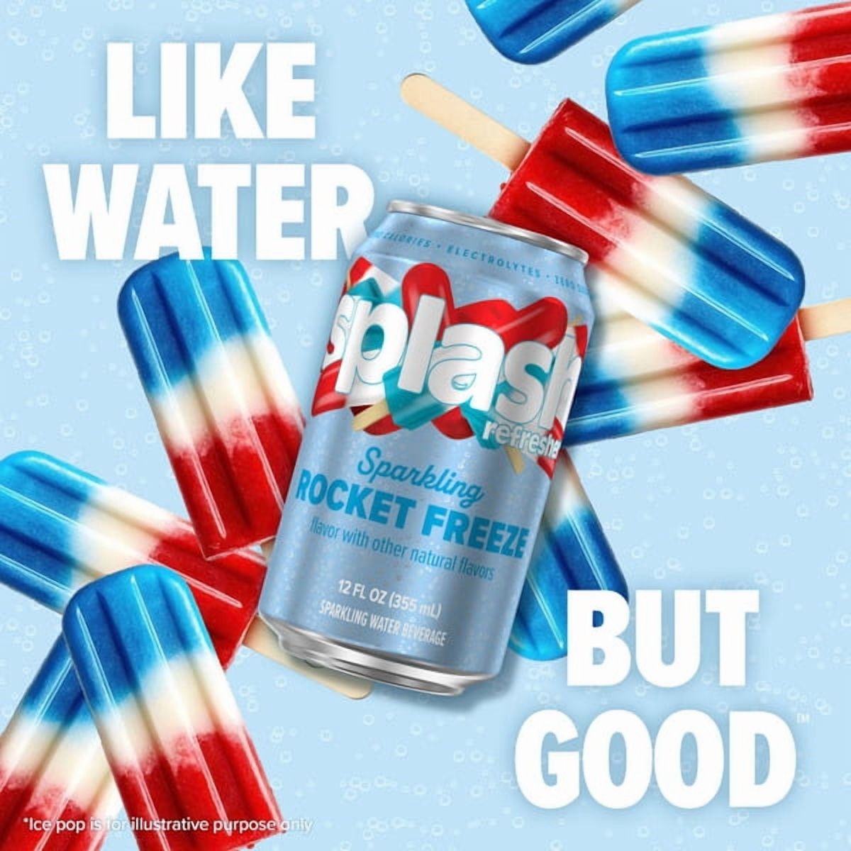 SPLASH Refresher Sparkling Water – Rocket Freeze Flavor, 24-Pack 12oz Can 12oz Can