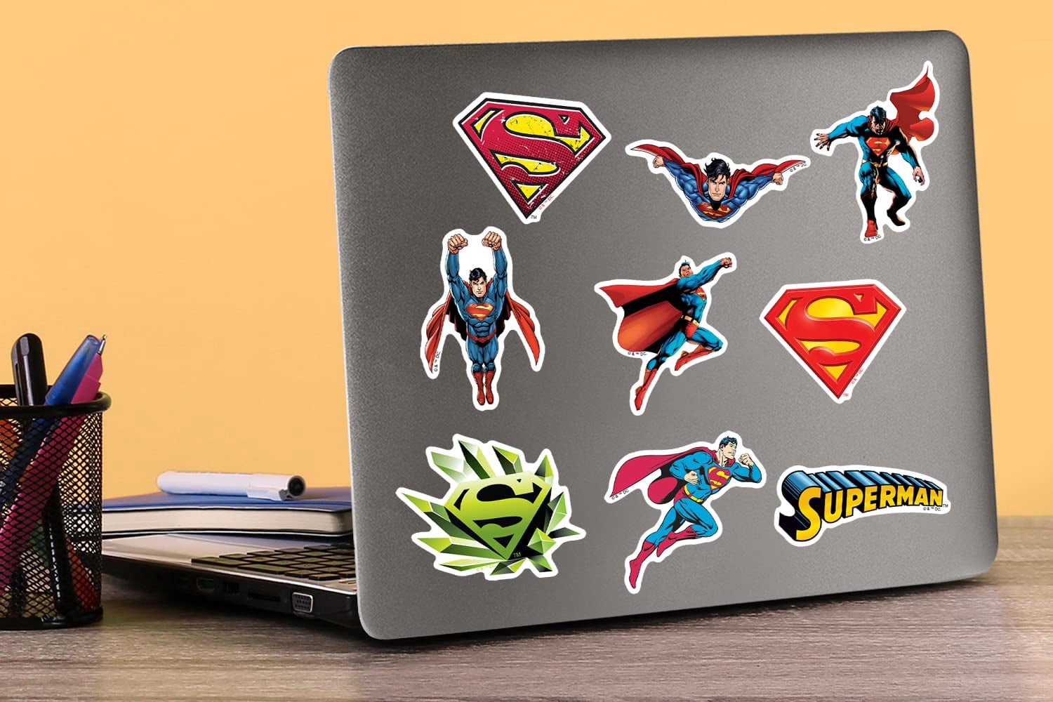 Superman Character Poses 100ct Die Cut Vinyl Stickers Variety Pack  DC Super Hero Action Decals for Laptop, Water Bottle, Scrapbooking, Tablet, Indoor & Outdoor Use