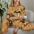 thumbnail image 4 of Wukai Brown Mushrooms Print Women's Pajama Set - Soft Long Sleeve Sleepwear for Comfort and Style-X-Large, 4 of 9