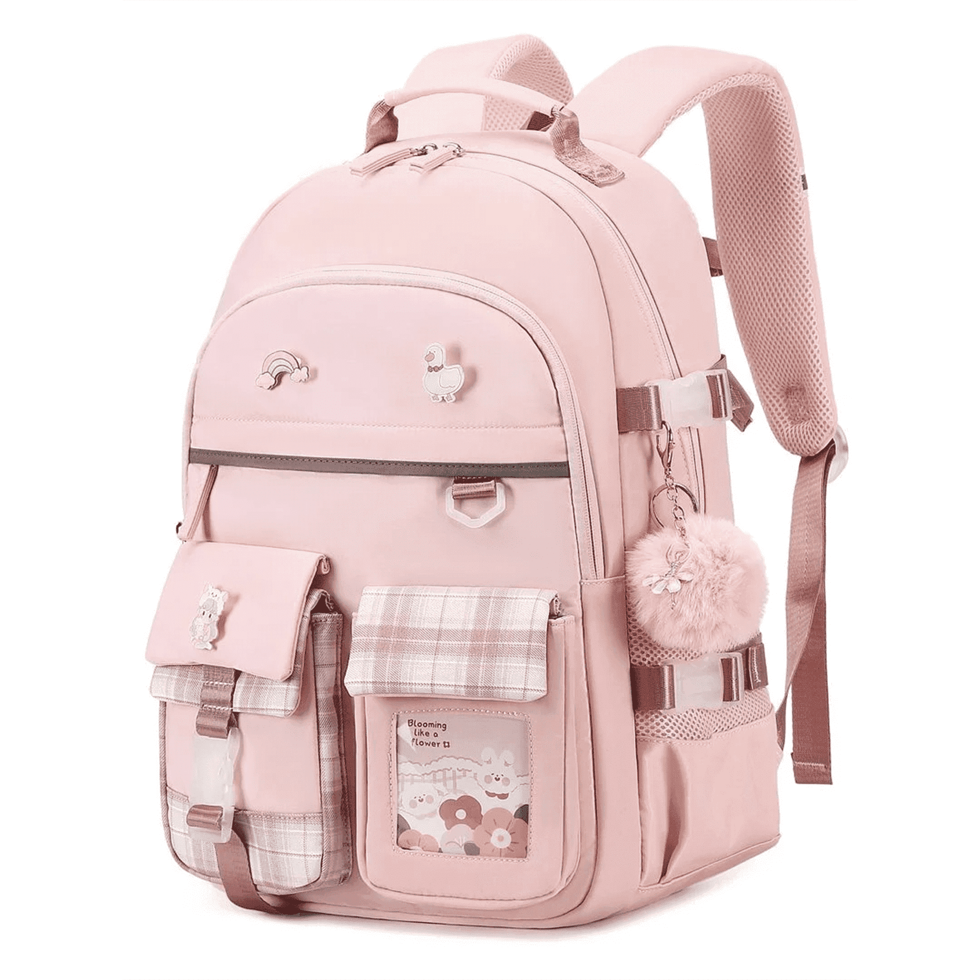 AO ALI VICTORY Backpack for Girls, 15.6 inch Laptop School Bag Kids Kindergarten Elementary Large Bookbags for Girls Women Students Casual Travel Daypacks (Pink)