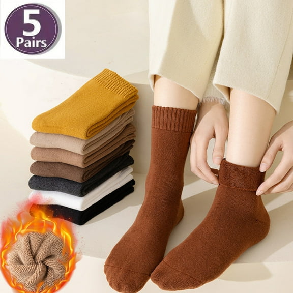 5 Pairs Womens Socks Wool Socks Thick Warm Winter Socks Crew Boot Socks（Random color）