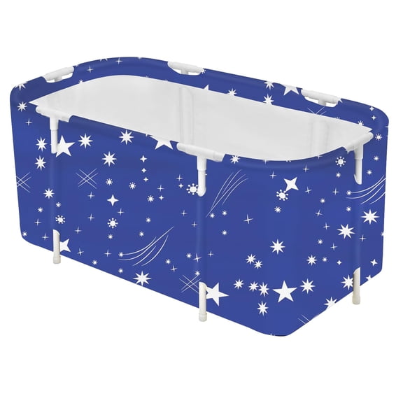 Large Foldable Bathtub for Adults, Portable Soaking Tub with Sturdy Frame, Freestanding Spa Bath Tub for Relaxation, Fits Most Bathrooms (Starry Blue)