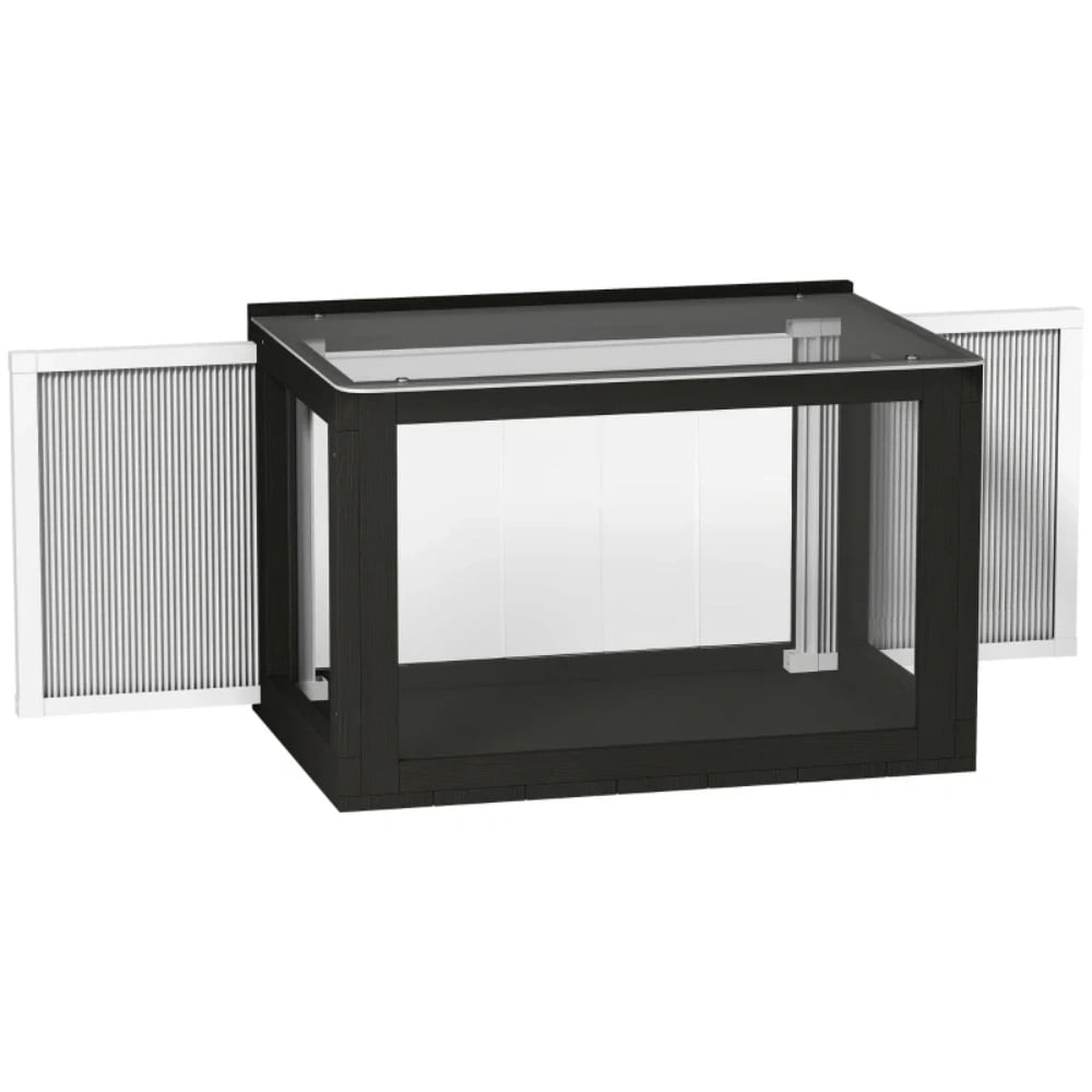 Window Mounted Catio Cat Enclosure with Transparent Acrylic Top Fir Wood Cat Window Perch Black White