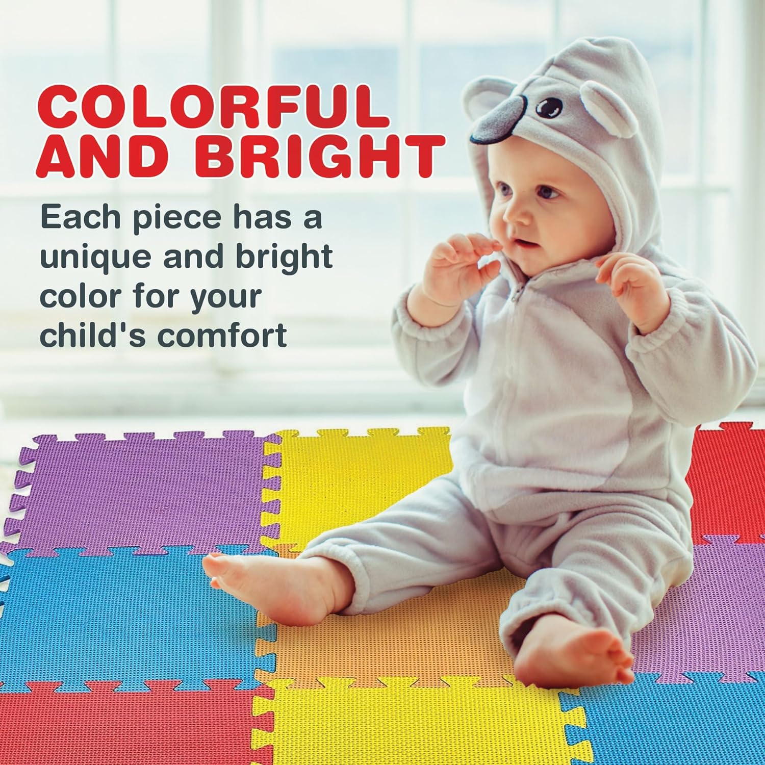 MEDca One Size Multicolor EVA Interlocking Floor Play Mats for Kids, 10-Piece