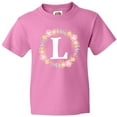 thumbnail image 3 of Inktastic Monogram Letter L Rose Floral Wreath Gift Youth T-Shirt, 3 of 5