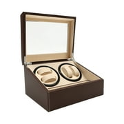 4+6 Leather Auto Self-winding Watch Winder Storage Display Case Box Dual Motor