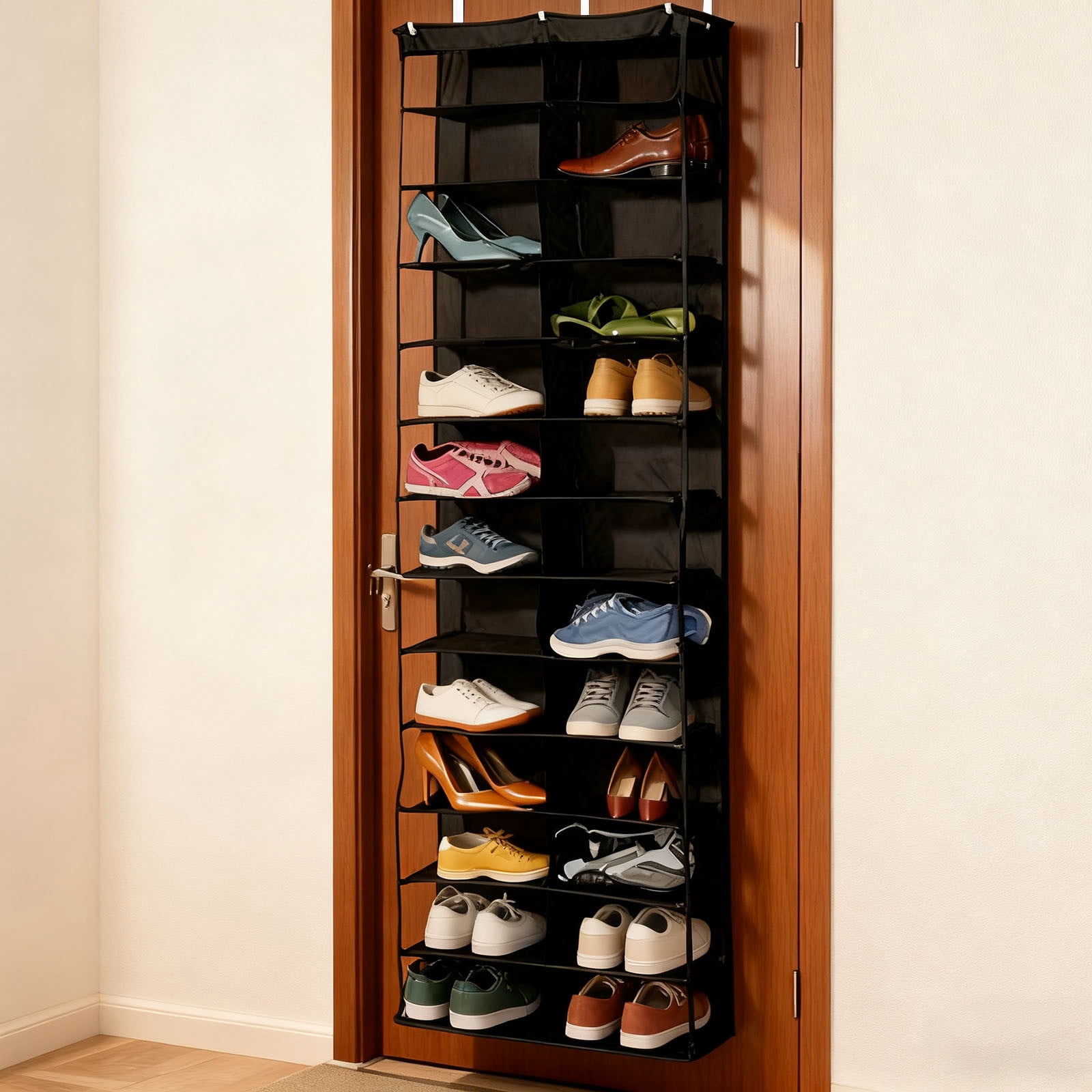 ZZERHUOO Hoodie Sweatshirt Storage H Ack Door Hanging Shoe Rack Organizer 26 Pocket Clear Holder Pockets Wall Shoes Portable Closet Wardrobe 2 Tier Dish Drying Rack over Drainer Rubber Counter Mats