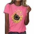 thumbnail image 1 of Camiseta de Manga Corta Impresa de Cuello Redondo Casual para Mujeres, 95% Poliéster 5% Elastano Top Ligero para Diario, Fiesta Y Uso, 1 of 2