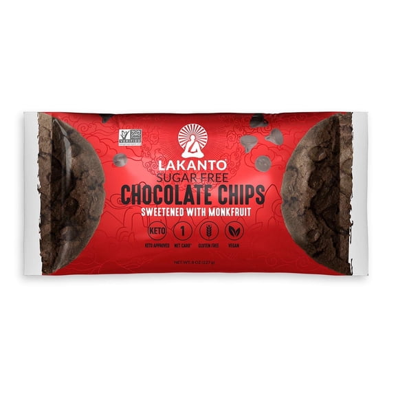 Lakanto Sugar Free Semi-Sweet Chocolate Chips - Sweetened with Monk Fruit Sweetener