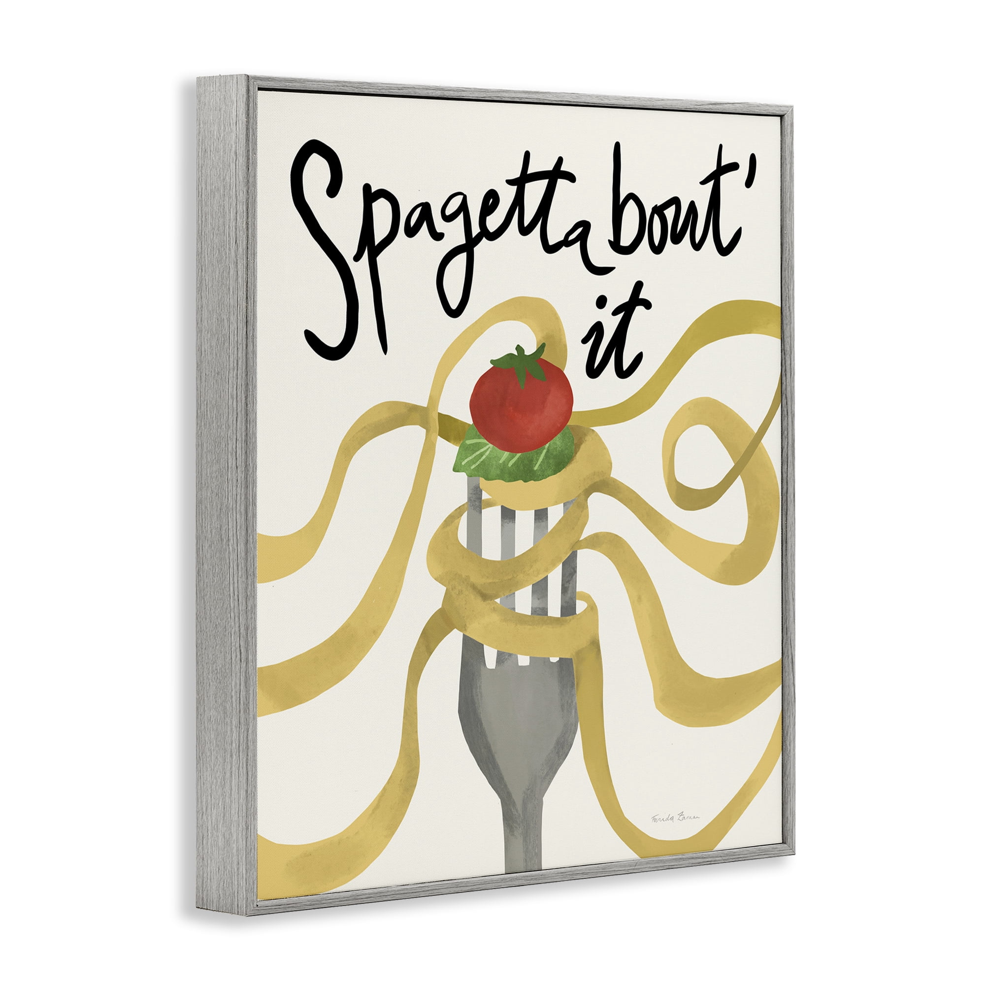 Stupell Industries Funny Spaghetti Phrase Food & Beverage Painting Gray Framed Art Print Wall Art, 24 x 30